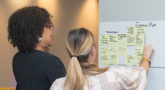 Participants created empathy maps to identify solutions to a future-of-work-related issue.
